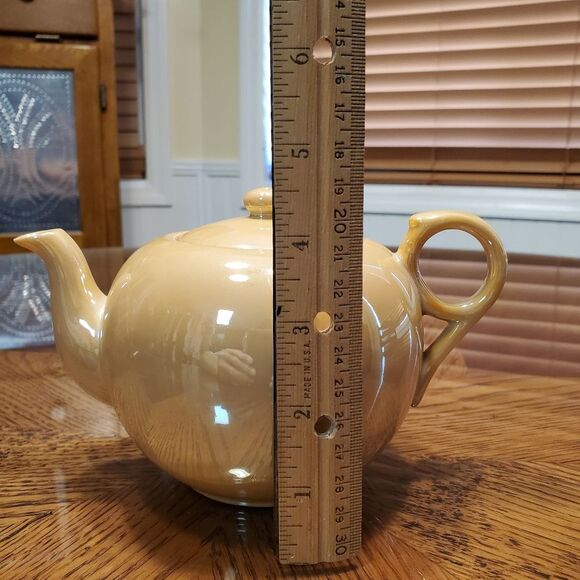 Butterscotch Peach Orange Lusterware Glazed Elite Japan Teapot - Picture 4 of 12